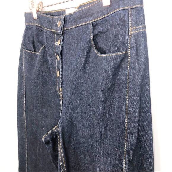 ZARA | NEW High Rise Button Fly Jeans Dark Wash Straight Leg Twisted Seam Size 6 - Picture 2 of 10